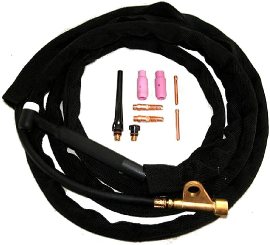 WeldingCity 150-amp WP-17V (with Gas Valve) 25-ft Power Cable Hose Air-cooled TIG Welding Torch Complete Package with Adapter 105Z57