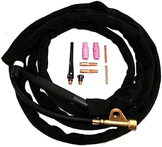150-amp WP-17FV (Flexible Head with Gas Valve) 25-ft Power Cable Hose Air-cooled TIG Welding Torch Complete Package with Adapter 105Z57