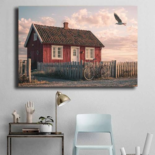 Œuvre d'art prête à accrocher pour mur vide marron 50x70 - 4