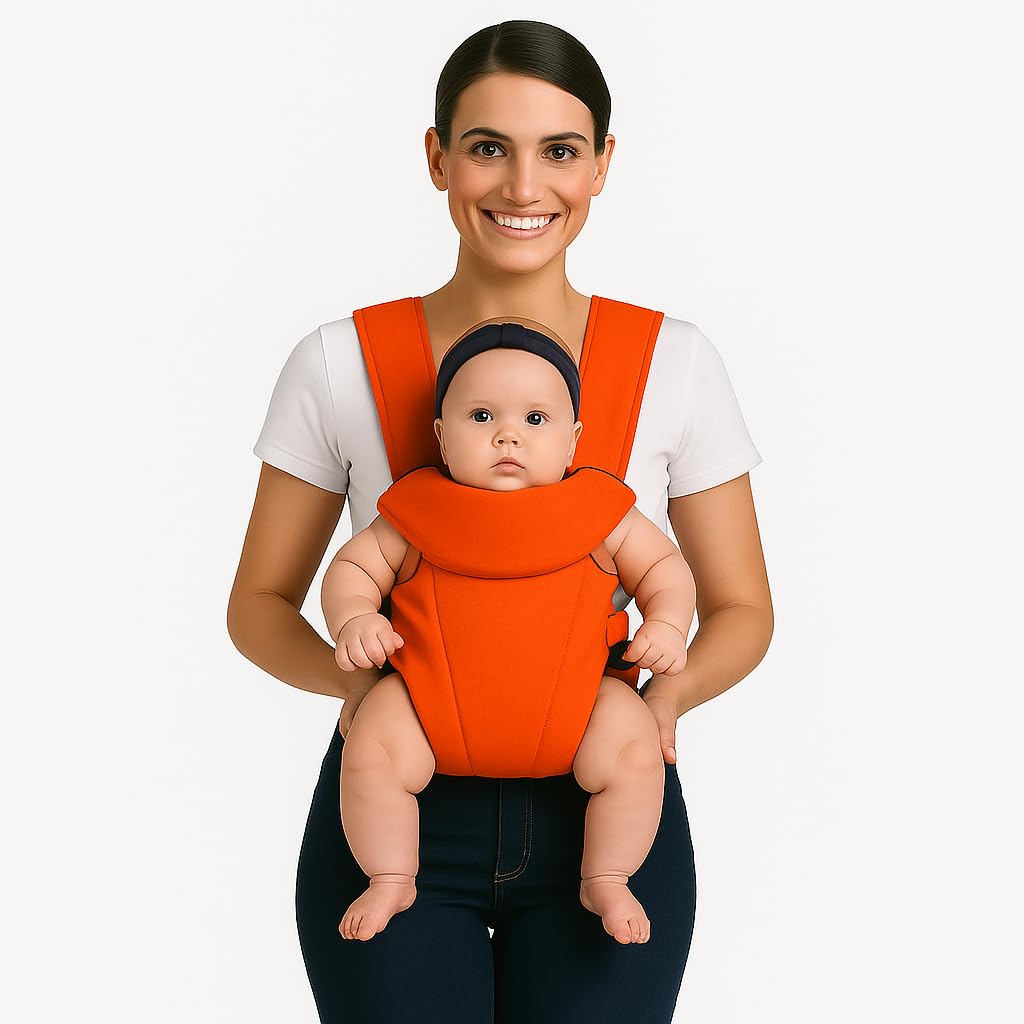 DTR Creation 3-in-1 Ergonomic Baby Carrier – Orange | Front, Back & Hip Seat Carrying Options | Adjustable Padded Straps & Breathable Fabric | Comfortable Waist Support for Newborns & Toddlers-picture-24