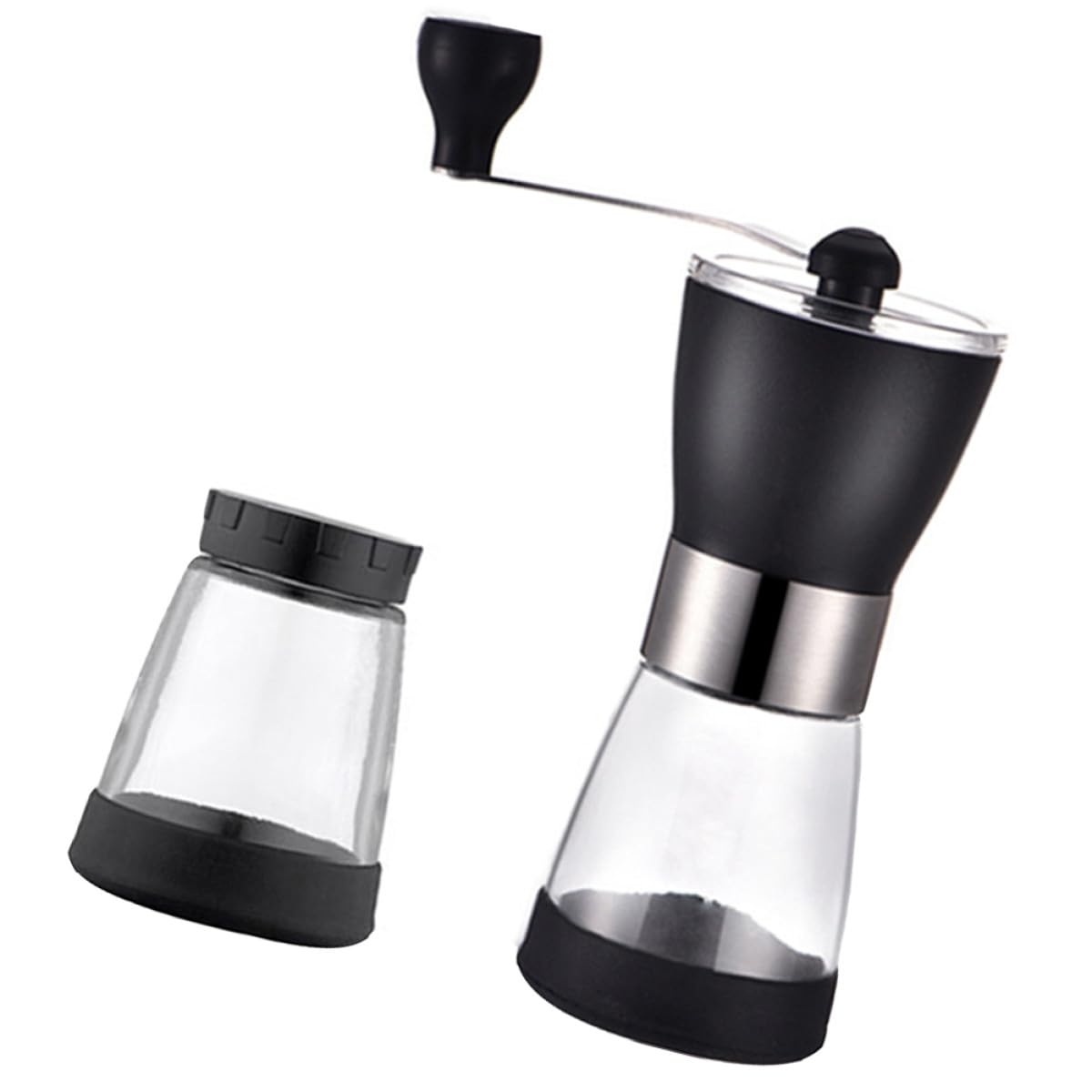 DOITOOL Molino de Café Manual Recipiente de Vidrio y Muelas de Cerámica, Acero Inoxidable, Silencioso y Fácil de Desmontar para Granos en Cocina o Viaje