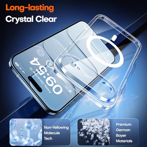 Image of TAURI for iPhone Air Case, Compatible with MagSafe, Clear | with Screen Protector, Not-Yellowing Military-Grade Protection, Shockproof Slim Magnetic Case for iPhone 17 Air