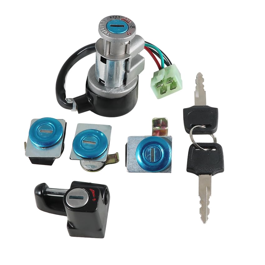 Ignition Switch Fuel Gas Cap Seat Lock Keys Replacement Kit for Honda 35010-KS4-711, for Honda CN250 Helix 1986-2007