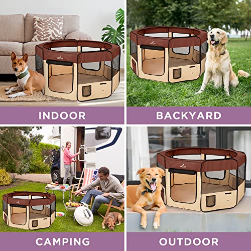 Zampa Dog Playpen Medium 45"X45"X24" Pop Up Portable Playpen For Dogs And Cat, Foldable | Indoor/Outdoor Pen & Travel Pet Carrier + Carrying Case. #TOP7