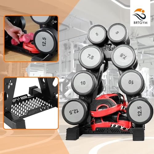 BRTGYM Dumbbells Rack Weight Stand (Rack Only), 13GA Steel Constructed, Max Support 470lbs, 4- Tier Compact Design 16.3"L x 15.6"W x 24.5"H - Image 2