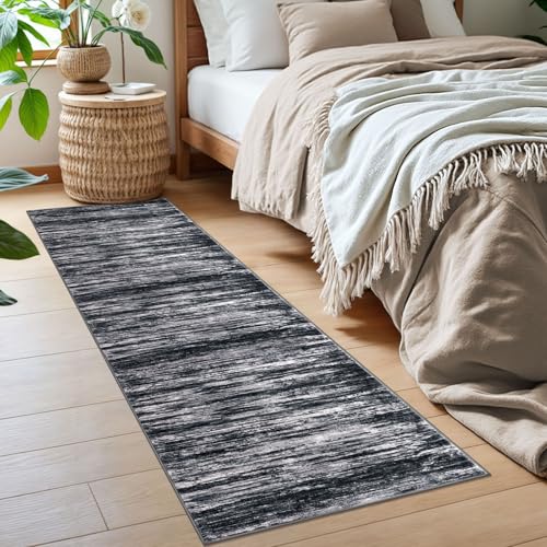 2x6 Black Navy Blue White Modern Abstract Runner Rug for Hallways, Super Soft Hallway Decor Kitchen Rugs with Non-Slip, Non-Shedding Washable Rug for Entryway Bedroom Indoor