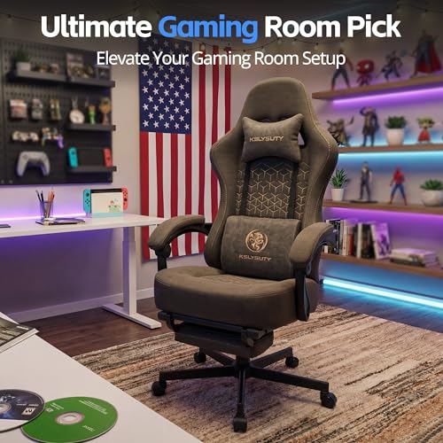 Gaming Chair Breathable Leather with Pocket Spring Cushion, Wide and High Ergonomic Office Chair with Headrest, Computer Gaming Chair with Footrest for Adult and Teen (Grey Leather) - Image 4