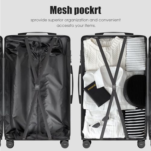 3 Piece Luggage Set with TSA Lock, Hardside Suitcases with Spinner Wheels, Durable ABS Travel Luggage Set 20/24/28 Inch Lightweight Expandable Hard Shell for Men Women (Black)4