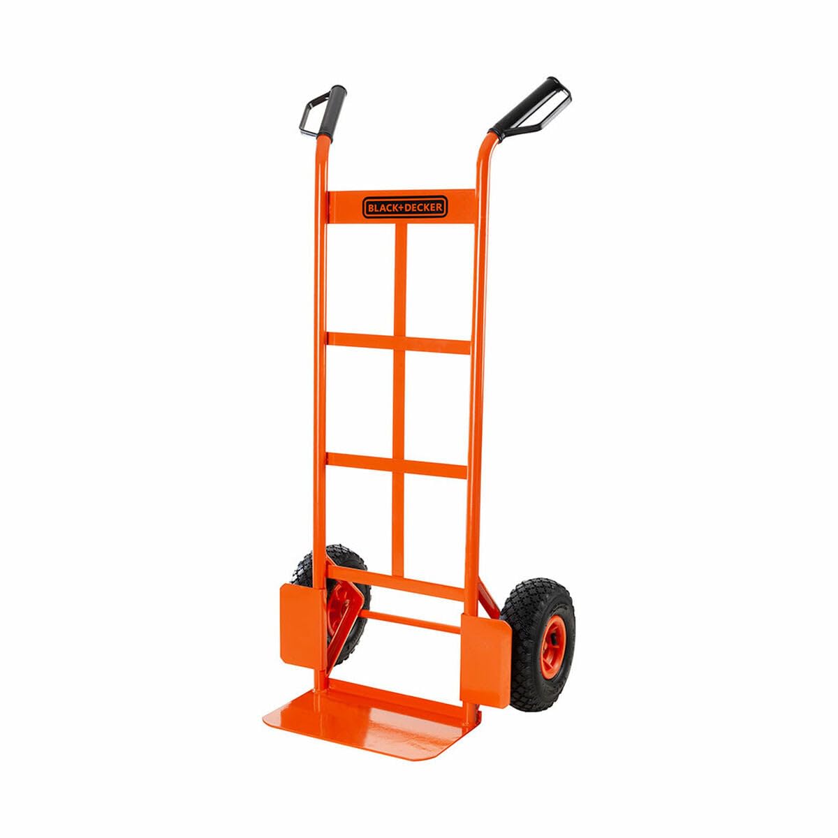 BLACK+DECKER BXWT-H301 Steel Handtruck, 120kg Load Capacity, Pneumatic Wheels & Inbuilt Hand Grip with Knuckle Protection, Ideal for Moving Heavy Loads, Boxes & Furnitures, 52.5x45x116 cm