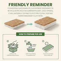 Metflavor Kitchen Sponges, 12 Count, Natural Sponge with Coconut Scrubber — image 7