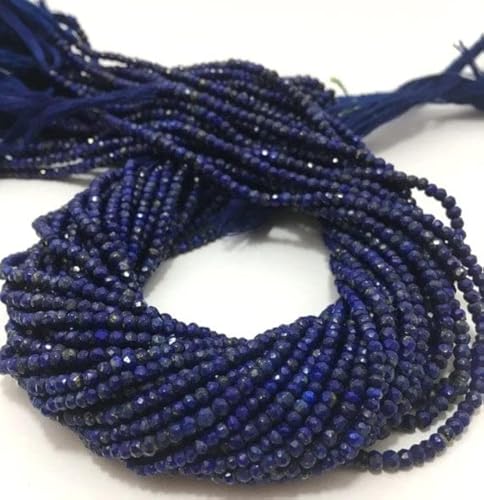 Lapis lazuli beads perles de gemmes naturelles micro facettées 3mm pour création de bijoux - 2