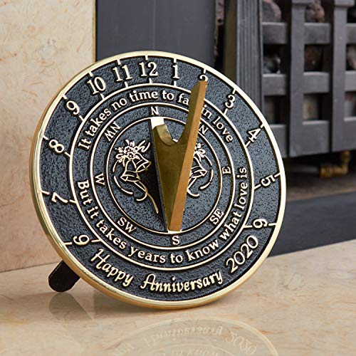 The Metal Foundry 'Love is' 2020 Wedding Anniversary Sundial Gift. Solid Recycled Brass Gift Idea is A Great Present for Him, Her, Parents, Grandparents Or Couple for Any Year of Marriage