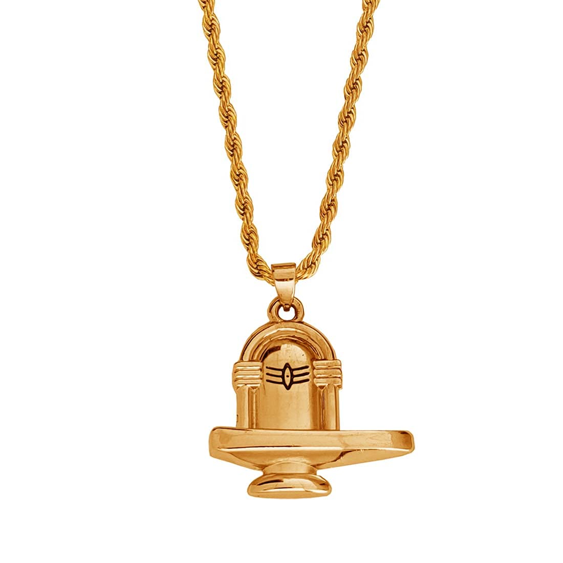 Religious Spiritual Jewellery Lord Shiv Mahadev Shiv Ling Locket Gold Stainless Steel Religious Spiritual Jewellery Pendant Necklace Chain for Men and Women