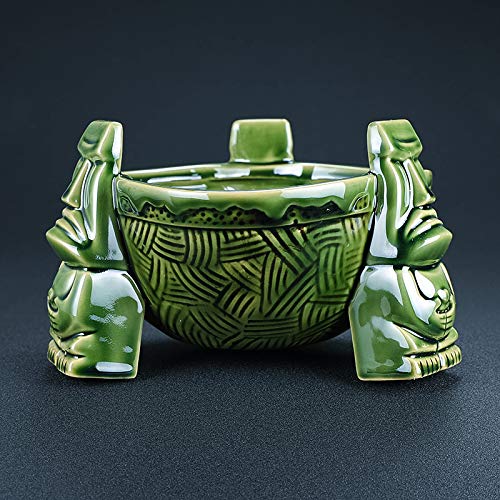 NEMAA Tiki-Becher Totems Cup Punch Bowl Bowl Becher (Color : Green, Size : 1L)