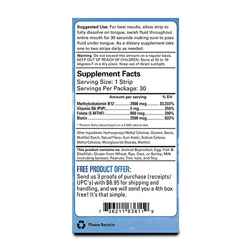Essential Source Vitamin B12 Strips With B6 And Biotin, 2000 Mcg - 30 Day Supply #TOP1