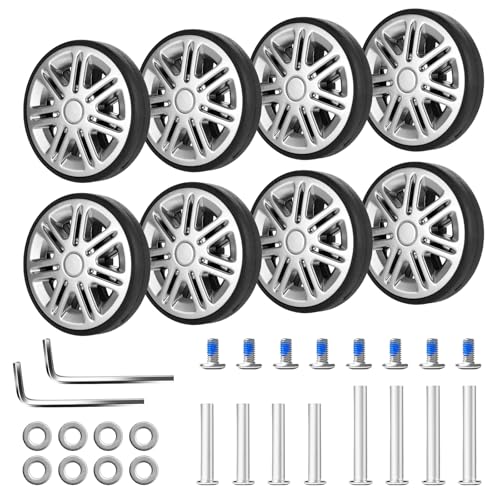 スーツケース キャスター 交換 8個セット (直径55mm) 静音シリーズ キャリーケース タイヤ車輪補修用 スーツケース ダブルキャスター 交換用 タイヤ DIY 修理 トラベルボックス 取替え