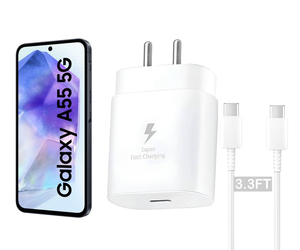 Image of 25W Type C Charger for Samsung Galaxy A55 5G | USB C to C Port Super Fast Charging Adapter for Galaxy Tab S9 Ultra /S9 Fe /S9 plus /S9 /A9 /A9 Plus /S8, 25 w Quick Mobile Phone Adaptor USB-C Device, White