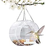 CHUANGRUN Comedero para pájaros Colgante, comedero para pájaros Silvestres Que cuelga para la decoración Exterior del jardín, acrílico Transparente. Fácil de Limpiar. Gran Regalo. para Todo Clima