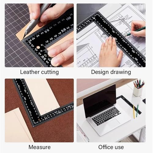 Image of Malfah L Square Ruler Aluminum Alloy Carpenter L Shape Angle Square Ruler,250 mm 600 mm MAF 400 MMX600 MM 16 inch X 24 inch