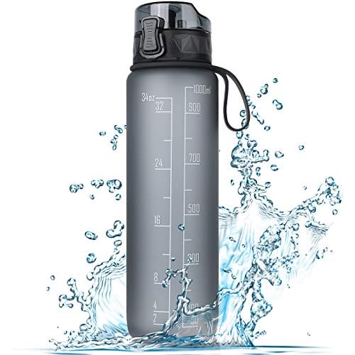 FULDENT Sports Water Bottle 1L Leakproof Design Water Bottle, BPA Free Tritan Plastic Drinking Bottle for Teenager, Adult, Sports, Hiking, Gym, Fitness, Outdoor, Cycling, School & Office
