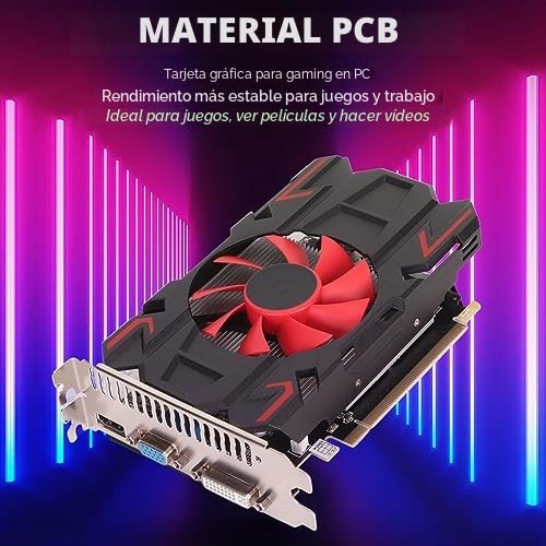 Tarjeta Gráfica para Juegos, HD7670 4GB DDR5 128bit 650MHz 1800MH HDMI DVI VGA PCI Express 2.0 Ranura 16X, Tarjeta Gráfica para Computadora con un Ventilador (HD7670 4GB DDR5)
