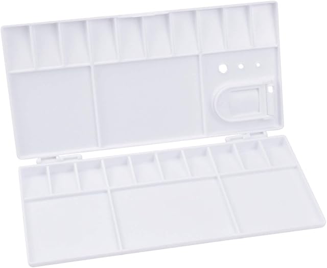 Yasmous Watercolour Paint Palette Portable Folding Wet Palette with Thumb Hole Brush Holder for Students Children Kids Painting Teaching, White, (05714)