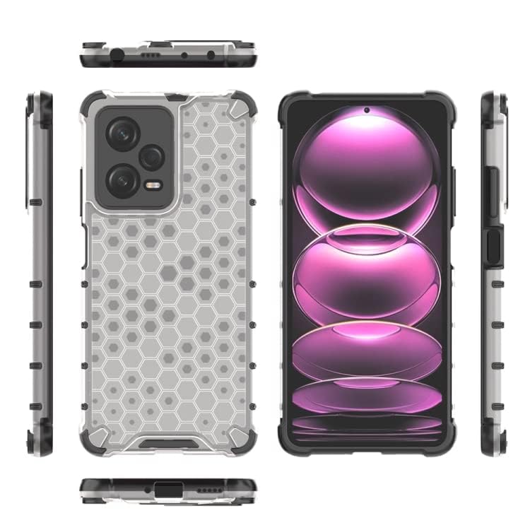 Image of Hard PC Back Case Cover for Redmi Mi Note 12 5G Anti Slip Ultra Thin Shockproof Reinforced Corners (Transparent)