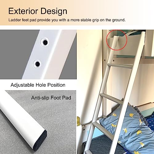 Escalera para subir a la cama tipo loft o litera gemela de 5 escalones blancos 5