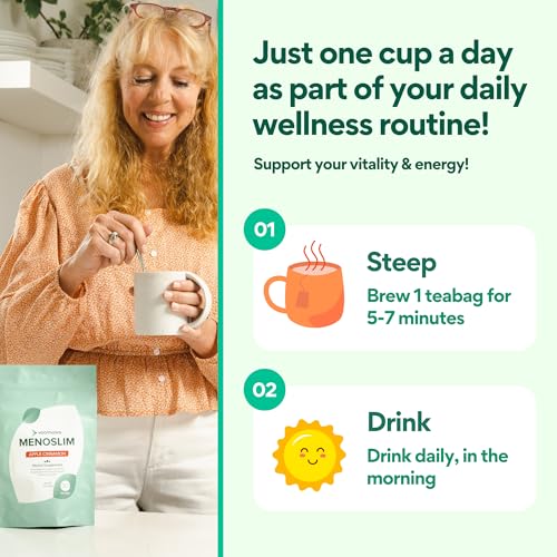 Image of VoomVaya MenoSlim Tea - Menopause & Perimenopause Supplement for Women - Supports Healthy Metabolism & Overall Wellness - Apple Cinnamon Flavor - 30 Tea Bags