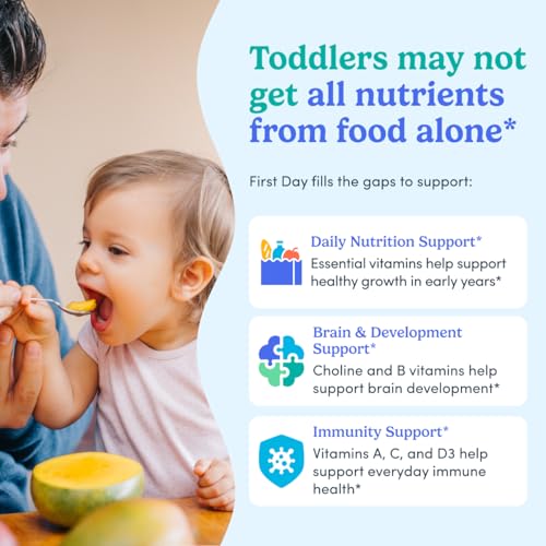 Image of First Day Toddler Multivitamin Gummies for Ages 2 & 3 with Choline, 60ct | First Day toddler vitamins for ages 2-3: vegan toddler vitamin gummies with choline, 10 nutrients and 21 organic superfoods.