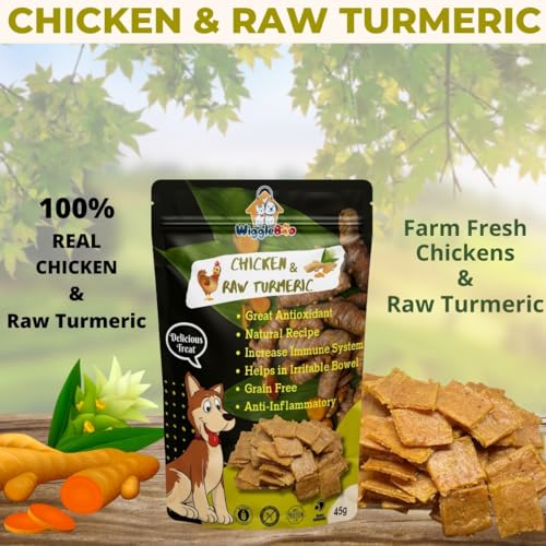 Image of Chicken & Raw Turmeric Dog Treat | Protein Rich | Fiber Rich | Crunchy Healthy Snacks | 45g