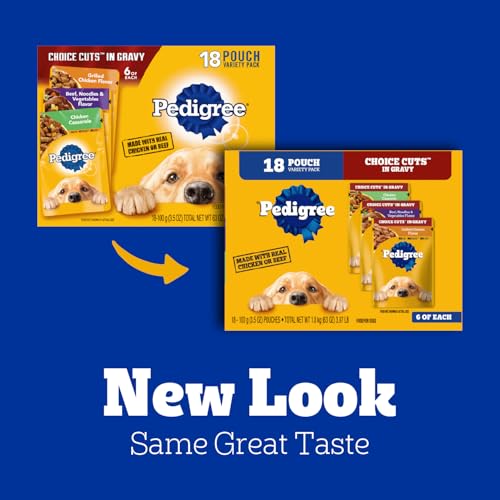 Image of Pedigree Choice Cuts Wet Dog Food Pouch, Variety, 3.5 oz, 18 Count, 2pk