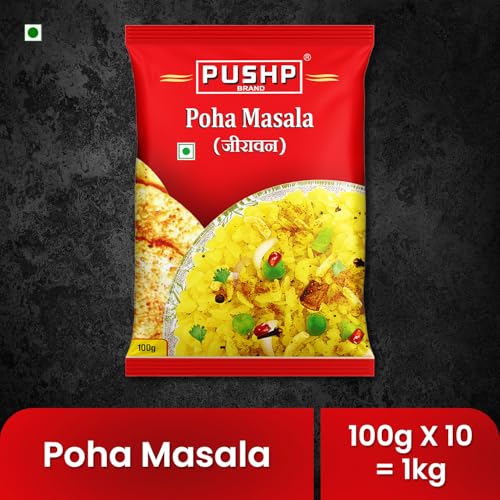 Image of Pushp Poha Masala | 100g Pouch | Indori-Style Spice Mix | Quality Blend | No Preservatives (Pack of 10)