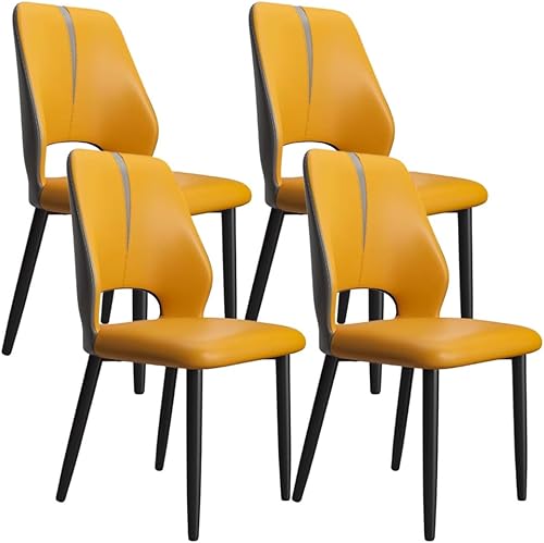 Miniatura 30 de YVYKFZD Juego de sillas de comedor de cuero, silla de comedor con respaldo curvado y patas de metal, sillas de cocina tapizadas, silla de sala de