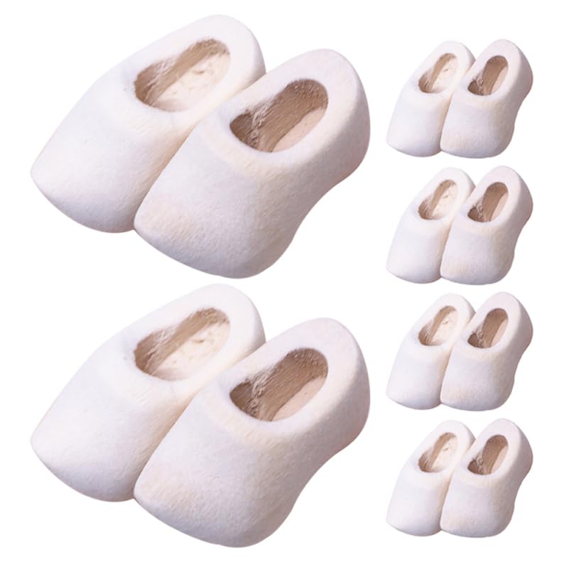 BESPORTBLE Miniature Shoes 6 Pairs Unfinished Wooden Dollhouse Accessories Mini Clogs Doll Footwear Dollhouse Mini Footwear for DIY Crafts Decor and Miniature Figurines