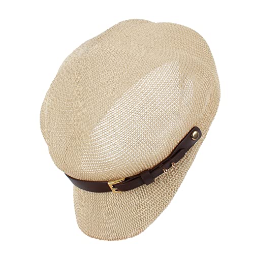 Sombrero visera tejida de paja para mujer miniatura 2