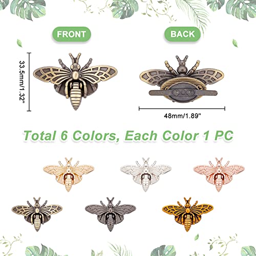 PH PandaHall 6 Sets, 6 Colors 3D Bee Shape Bag Turn Buckles Alloy Purse Lock Purse Clasp Closure Lock Clutch Closure for DIY Leathercraft Shoulder Bag Handbag Purse Making