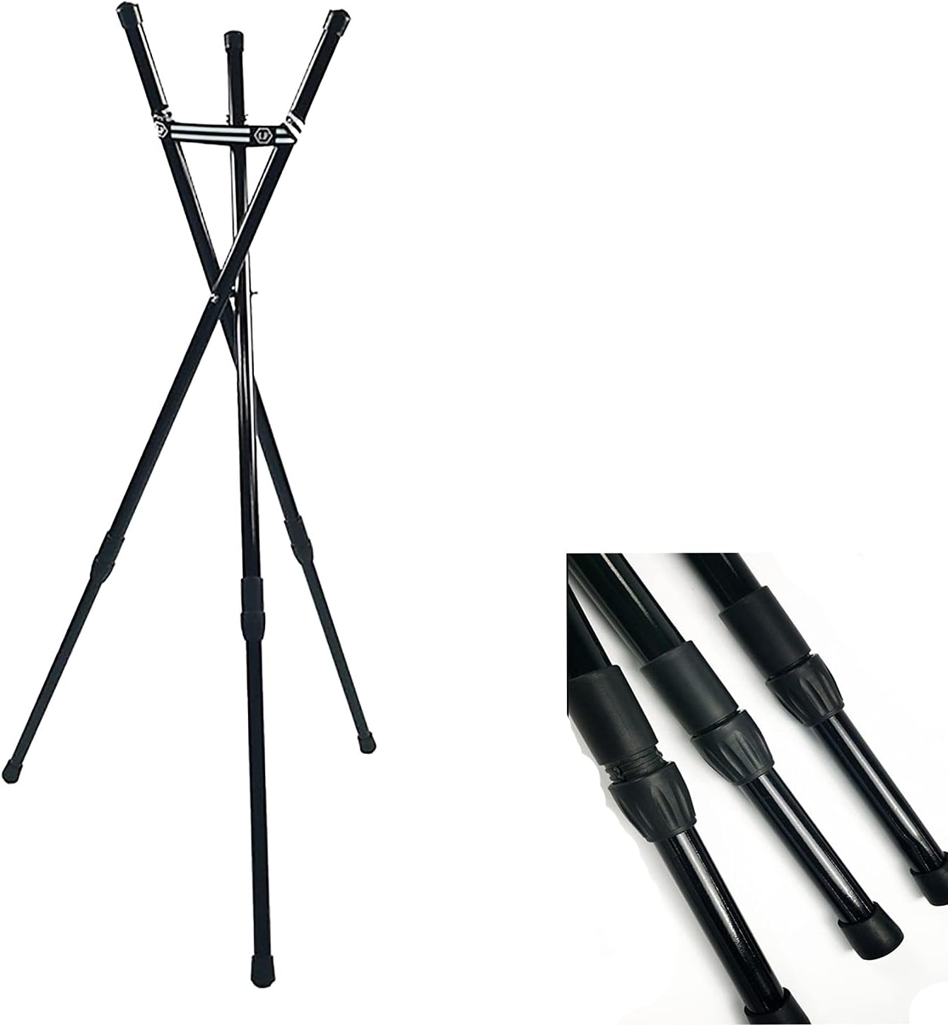 Handpan Stand, Steel Tongue Drum Stand，Iron Braced Tripod Construction Drum Bracket Foldable or Retractable, Professional Grade Stage Stand (Color : Black)