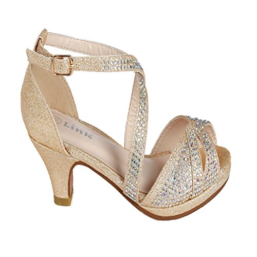 Kid's Fashion Little Girl Pretty Party Dress Pumps,Champagne,102