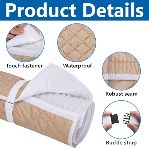Image of Tlswshsy 2 Set Quilting Air Conditioner Hose Cover, AC Insulated Hose Cover Wrap with 8 Adjustable Buckle Straps, Portable Air Conditioner Hoses Sleeve for 5''-5.9 inch Diameter Exhaust Duct Vent (Beige)
