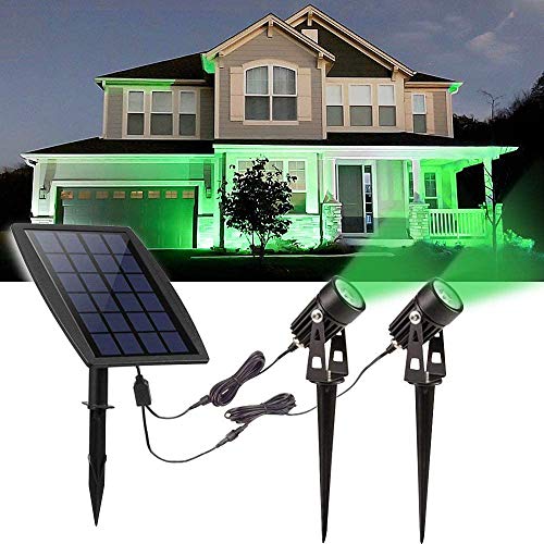 DLLT Led Solar Spot Lights Outdoor, Solar Powered Landscape Spotlight Waterproof Security Tree Lamps Auto On/Off for Outdoor,Garden,Backyard,Driveway(Green)