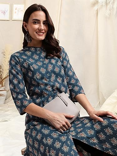 Image of MIRCHI FASHION Pure Cotton Kurti for Women | A-Line Kantha Work Printed Kurta for Woman | Ethnic Wear for Office & Daily Use (Single Piece)