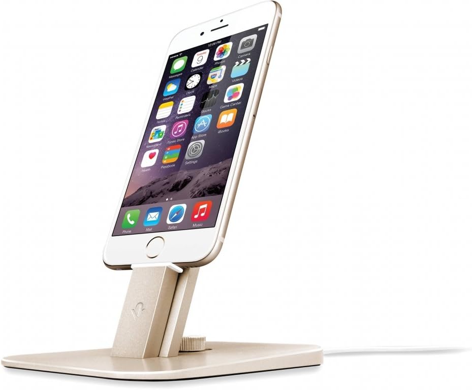 Twelve South Hirise for iPhone/iPad | Adjustable Charging Stand, Requires Apple Lightning Cable, Gold
