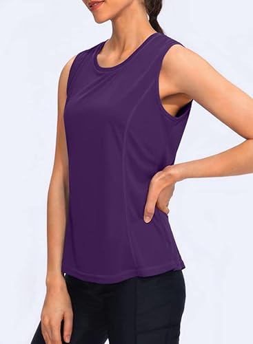 Miniatura 3 de YYV Camisetas de tirantes de entrenamiento para mujeres, ligeras, camisetas sin mangas para mujeres, tops de corte holgado para atletismo, correr,