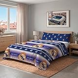 Real Madrid CF - Funda Nórdica 2 Piezas 100% Microfibra Oficial Modelo 2 Azul Blanco – Funda Nórdica + Funda Almohada (No Incluye Bajera) (Cama 135 cm)