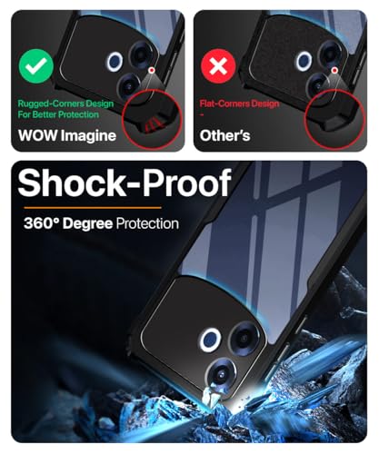 Image of WOW IMAGINE Shock Proof Clear Back Case Mobile Cover for Oppo F33 Pro 5G (Hard | Hybrid PC + TPU | Full Armour Device & Camera Protection | Black)