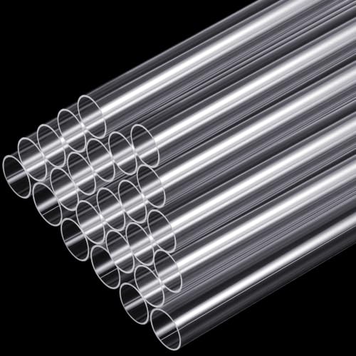 Image of Taiyin 24 Pcs Acrylic Tube Rigid Pipe Wall Thickness Round Cylinder Clear Pipe Plastic Hard DIY Acrylic Tube for Advertising Lighting (1 Inch)