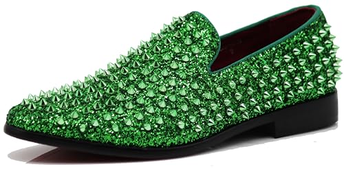 Image of SPK70 Men's Vintage Spike Dress Loafers Slip On Fashion Shoes Classic Tuxedo Dress Shoes