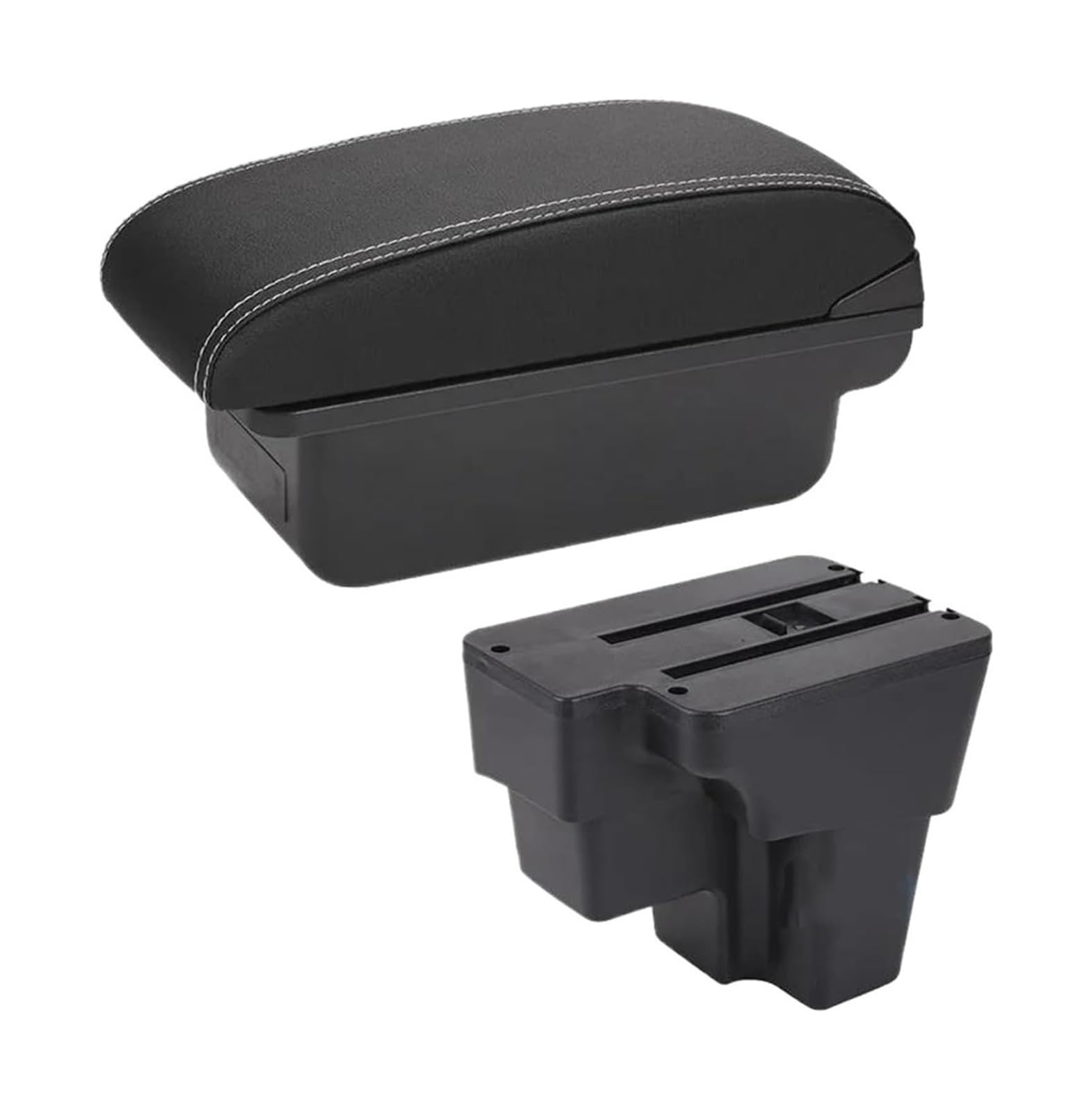 IZQLTWKR Console Storage Organiser Car Armrest Retrofit Part Storage Box Accessorie For KIA For Rio For STONIC Lx For Cerato(C3 Black White Nousb)