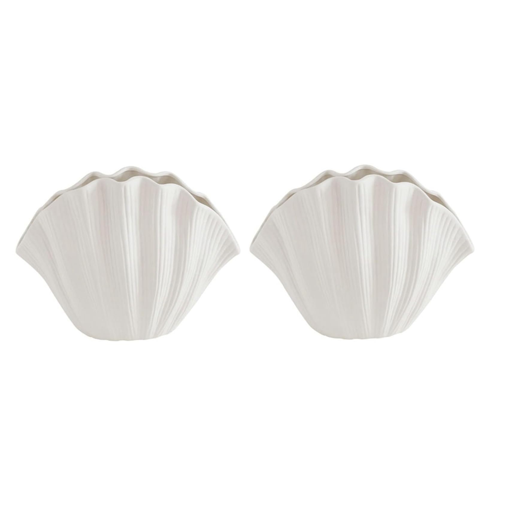 Vjsujehgy 2X Nordic Style Shell Shaped Ceramic Vase Tabletop Artificial Flower Plant Holder Tableware Flower Arrangement A
